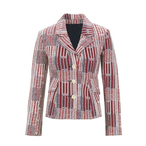 Women's Cabi Patchwork Blazer #6028 Red White Blue Classic Jacket XS EXCELLENT! - Picture 1 of 13
